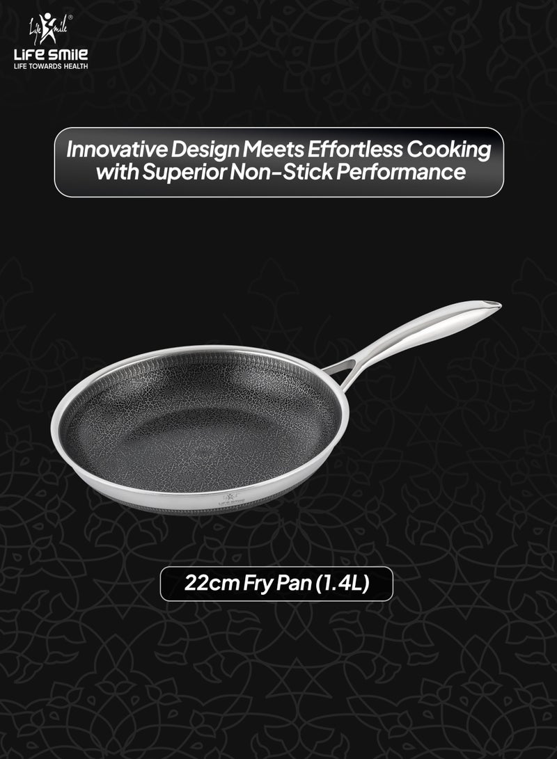Life Smile 22cm Hybrid Stainless Steel Fry Pan (1.4L) – Non-Stick, Induction Bottom, Scratch-Resistant - Image 3